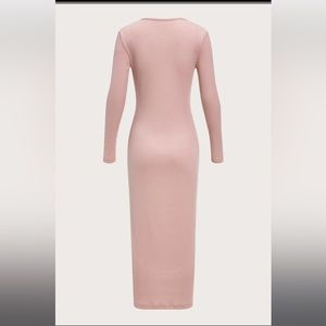 Casual street plain low cut maxi dress